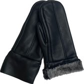 Dames Handschoenen-Leren Handschoenen - Premium kwaliteit %100 Schapenleer - Winter - Extra warm - Zwart - Maat M