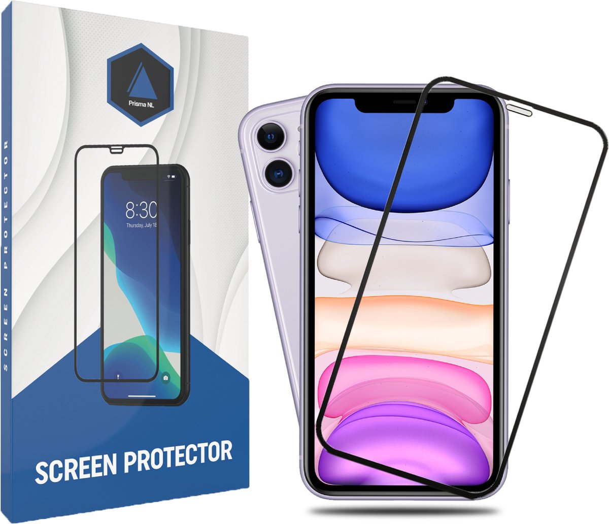 Prisma NL® iPhone Screenprotector voor iPhone XR & iPhone 11 - Premium - Beschermglas - Gehard glas - 9H - Zwarte rand - Tempered Glass - Full cover