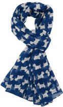 Lichte dames sjaal met scottie print | Blauw | Mode accessoire | Geschenk | Cadeau voor haar