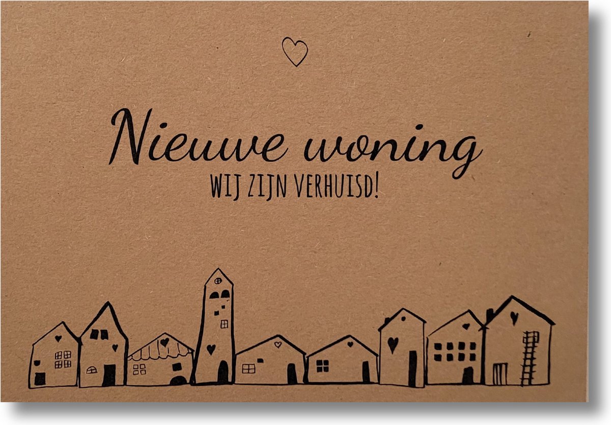 Nieuwe woning | Verhuiskaarten - A6 - kraft - kaartenset - 12 stuks