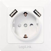 LogiLink PA0162 1-voudig Inbouwstopcontact Met USB, Kinderbeveiliging IP20 Wit