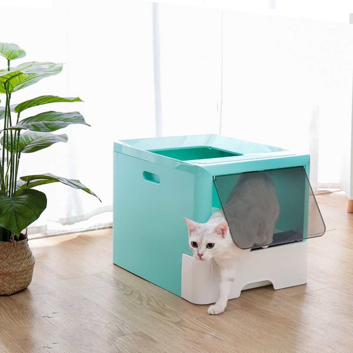 Kattenbak Zelfreinigend Huisdier Toilet - Automatische Kattenbak - Katten - Kattenbakvulling - Lade Met Schep - Blauw