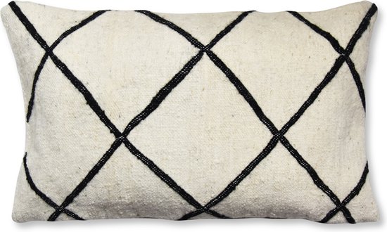 Berber Beni Ourain kussen Wit - Bohemian stijl - Kelim stof - 55 x 35 CM