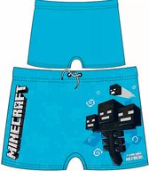 Minecraft zwembroek - lichtblauw - met creeper - Maat 140 / 10 jaar