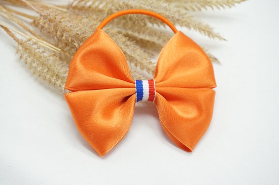 Haarstrik Koningsdag - Satijn regular - Oranje - NLvlag - Haarelastiek - Bows and Flowers