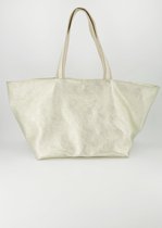 Mirazo Grote XXL Schoudertas Leren Shopper / Strandtas / Handtas / Damestassen - Angie - Goud Metallic