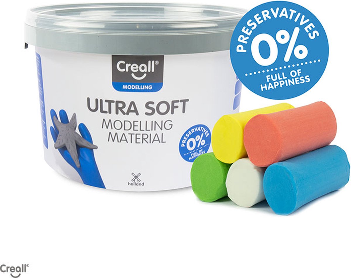 Peuterklei Ultra Soft Klei assortiment 1100gr. FELLE kleuren met klei gereedschap