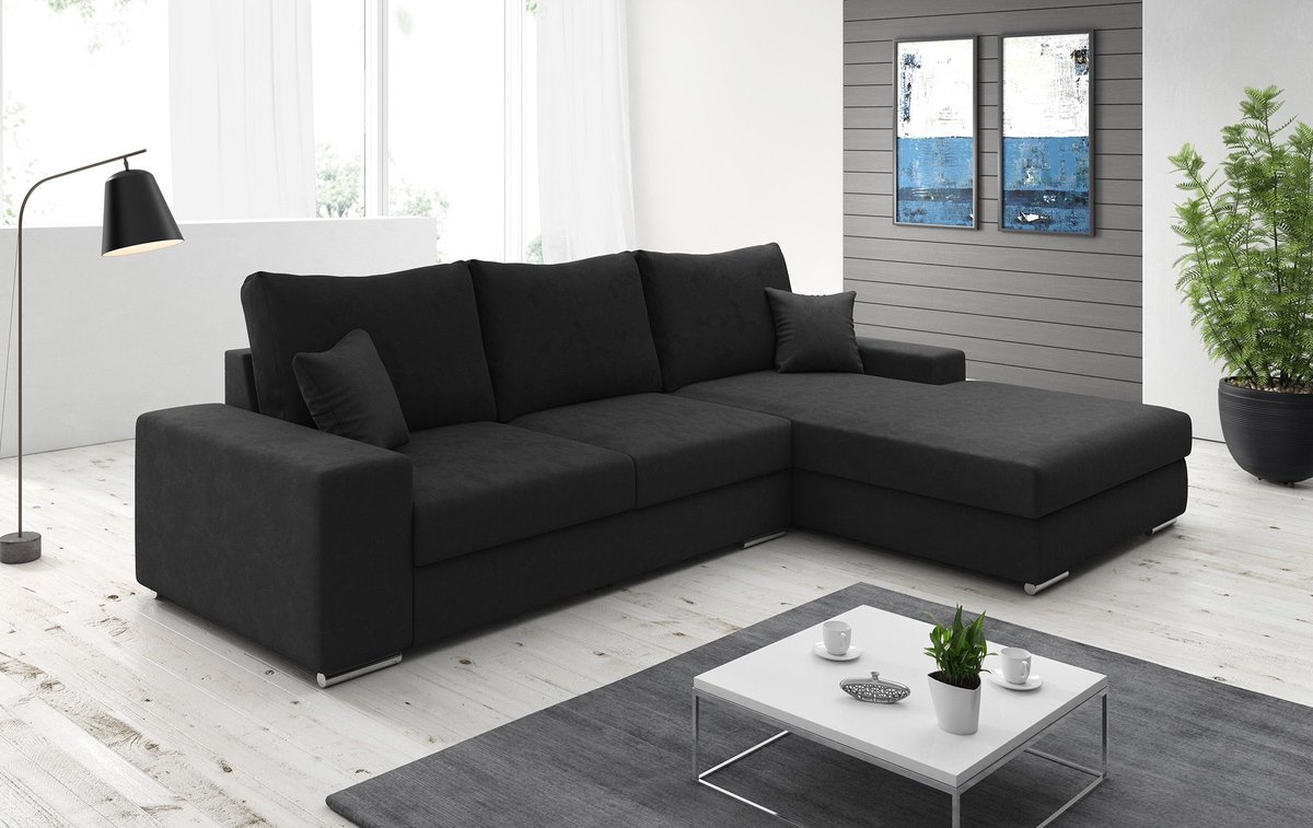 Meubella Hoekbank Rose Zwart Velvet Rechts