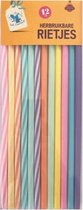 Herbruikbare rietjes duurzaam stevig kunstof 12 stuks multicolor
