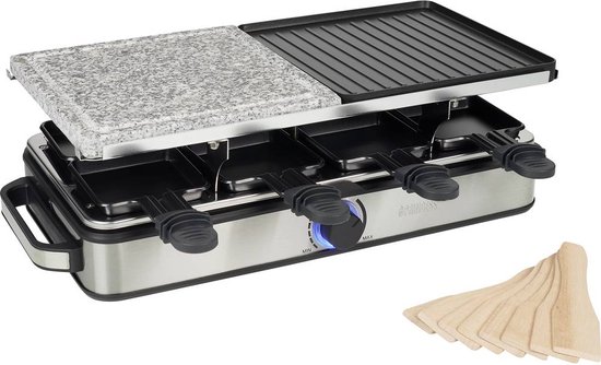 Foto: Princess 162635 gourmetset raclette 8 steen en grill deluxe rvs behuizing