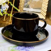 Service à café ou à thé Selinex noir avec bordure dorée