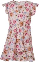 Meisjes jurk bloemenprint kapmouwen - lichtroze | Maat 104/ 4Y