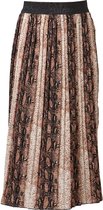 Meisjes plisse rok slangprint met brede glitterband bruin | Maat 116/ 6Y