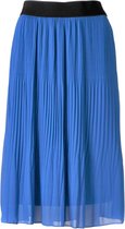 Dames plisse rok uni met elastische brede tailleband - kobalt - kort | Maat S-XL