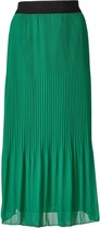 Dames plisse rok uni met elastische brede tailleband - groen - lang | Maat S-XL