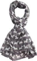 Lichte dames sjaal met scottie print | Zwart | Mode accessoire | Geschenk | Cadeau voor haar