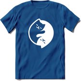 Ying Yang Sleepy Kat - Katten T-Shirt Kleding Cadeau | Dames - Heren - Unisex | Dieren shirt | Grappig Verjaardag kado | Tshirt Met Print | - Donker Blauw - L