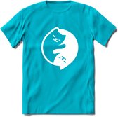Ying Yang Sleepy Kat - Katten T-Shirt Kleding Cadeau | Dames - Heren - Unisex | Dieren shirt | Grappig Verjaardag kado | Tshirt Met Print | - Blauw - S