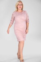 HASVEL - Party dress -Misty Rose- Pink -groote maat feest jurken-maat 58-Galajurk- Lace dress- kanten jurk