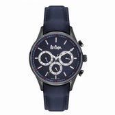 Lee Cooper LC06971.699 - Horloge - Analoog - Mannen - Heren - leren band - Blauw - Zwart - Zilverkleurig