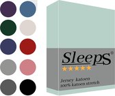 Sleeps Jersey Hoeslaken - Mint Groen Tweepersoons 160x200/220 cm - 100% Katoen - Hoge Hoek - Heerlijk Zacht Gebreid - - Strijkvrij - Rondom elastiek - Stretch -