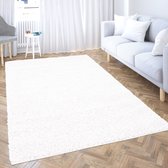 Tapijtenloods Shaggy Hoogpolig Vloerkleed Effen Wit- 150x150 CM