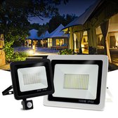 LED Floodlight - PIR Bewegingssensor - Waterdicht - Spotlight - Flood Light - Buitenverlichting - voor Garden Street Wall - Warm Licht - Wit - 100W