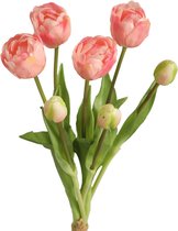 Viv! Home Luxuries - Tulpen boeket - 7 stuks - kunststof bloem - licht roze - 44cm -Topkwaliteit