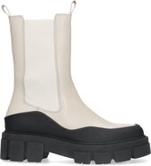 Sacha - Dames - Off white leren chelsea boots met zwarte zool - Maat 38