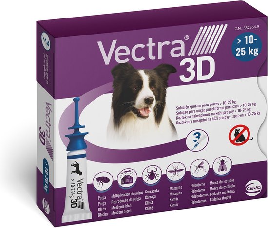 Vectra 3D Dog M - 10 tot 25 kg - 3 pipetten