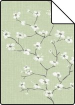 Proefstaal Origin Wallcoverings behang bloesemtak groen - 346544 - 26,5 x 21 cm