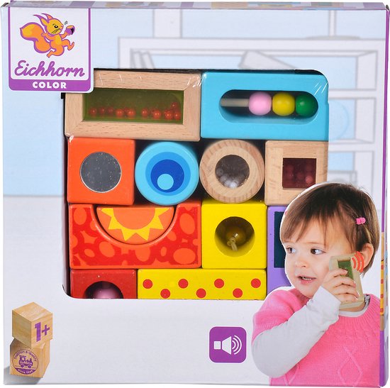Eichhorn - Blokken Met Geluid 12 stuks - vanaf 1 jaar - Houten Speelgoed - Eichhorn