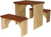 AXI ZidZed Picknick Set in Bruin voor kinderen -  Tafel met 2 bankjes - FSC hout - 10 jaar Garantie