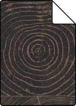 Proefstaal Origin Wallcoverings behang dwarsdoorsnede boomstam mat zwart en glanzend brons - 347550 - 26,5 x 21 cm