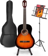 Akoestische gitaar voor beginners - MAX SoloArt klassieke gitaar / Spaanse gitaar met o.a. 39'' gitaar, gitaar standaard, muziekstandaard, gitaartas, gitaar stemapparaat en extra accessoires - Sunburst