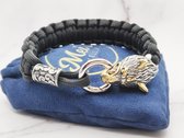 Mei's | Viking Surviving Wolf | mannen armband / Viking sieraad | Stainless Steel / 316L Roestvrij Staal / Chirurgisch Staal / Paracord | polsmaat 19,5 cm / goud / zilver