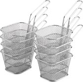 8x Mini Frietmandjes – Frituurmandjes van RVS – Serveermandjes Set - Friet - Frituren