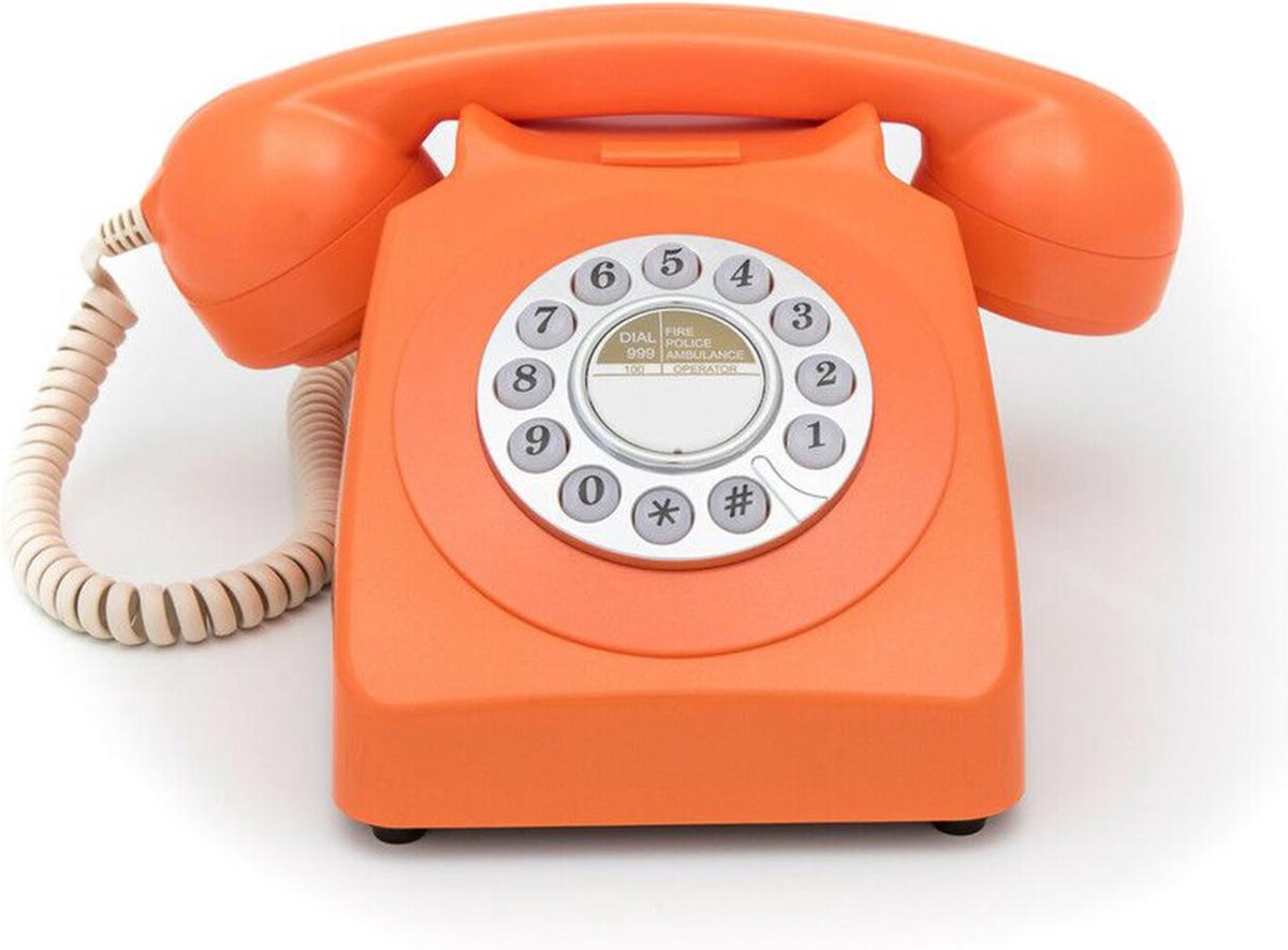 GPO 746PUSHORA - Telefoon retro jaren ‘70, druktoetsen, oranje