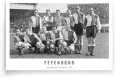 Walljar - Poster Feyenoord - Voetbal - Amsterdam - Eredivisie - Zwart wit - Feyenoord '48 - 50 x 70 cm - Zwart wit poster