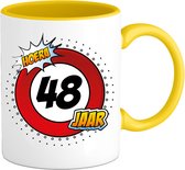 48 Jaar Verkeersbord Mok met tekst | Grappig Verjaardag Beker Cadeau | Bedrukte Koffie en Thee Mokken | Zwart | 330 ML