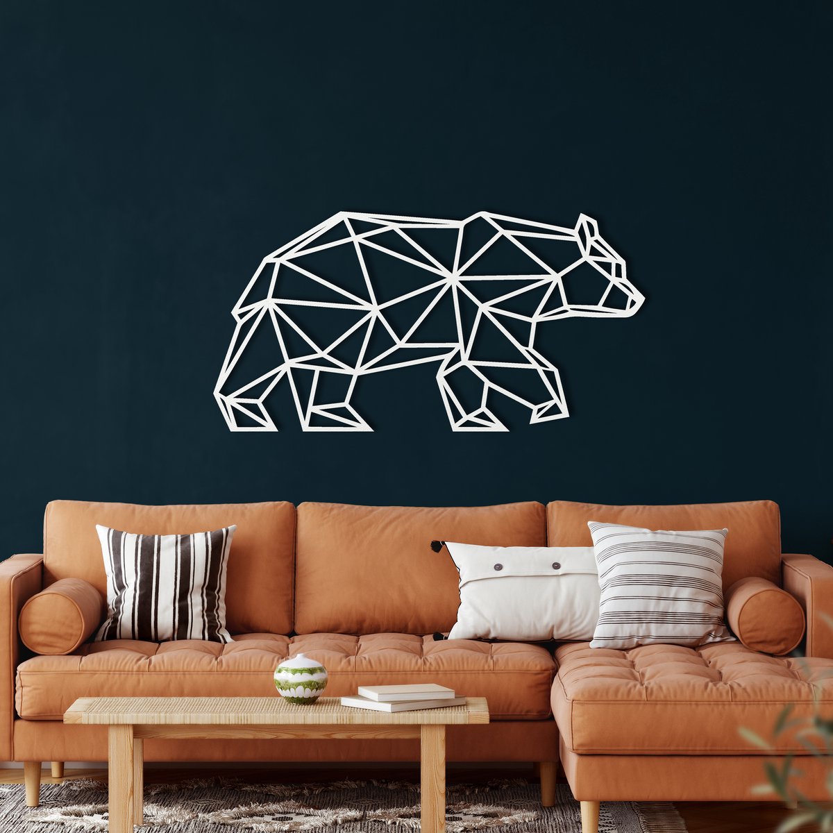 Wanddecoratie | Beer / Bear decor | Metal - Wall Art | Muurdecoratie | Woonkamer |Wit| 60x30cm