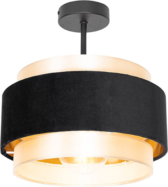 QAZQA elif - Moderne Plafondlamp - 1 lichts - Ø 30 cm - Zwart Goud - Woonkamer | Slaapkamer