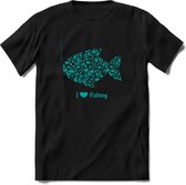I love fishing icons | vissen outdoor T-Shirt Heren / dames | hengelsport cadeau Shirt - grappige Spreuken, Zinnen en Teksten Maat 3XL