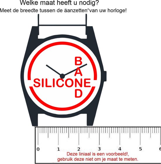 18mm Rubber Siliconen horlogeband zwart met witte stiksels passend op o.a  Casio Seiko... | bol.com