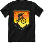 Crosscountry | TSK Studio Mountainbike kleding Sport T-Shirt | Oranje - Geel | Heren / Dames | Perfect MTB Verjaardag Cadeau Shirt Maat M