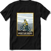 Mountain Biking | TSK Studio Mountainbike kleding Sport T-Shirt | Lichtblauw - Geel | Heren / Dames | Perfect MTB Verjaardag Cadeau Shirt Maat XL