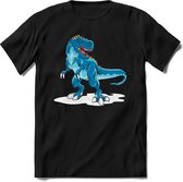Dino Kinder T-Shirt Jongens / Meisjes  -  Leuk Dinosaurus Cadeau Shirt - grappige Spreuken, Zinnen en Teksten. Maat 134/140