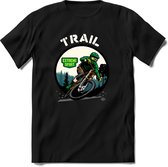 Trail | TSK Studio Mountainbike kleding Sport T-Shirt | Groen | Heren / Dames | Perfect MTB Verjaardag Cadeau Shirt Maat XL