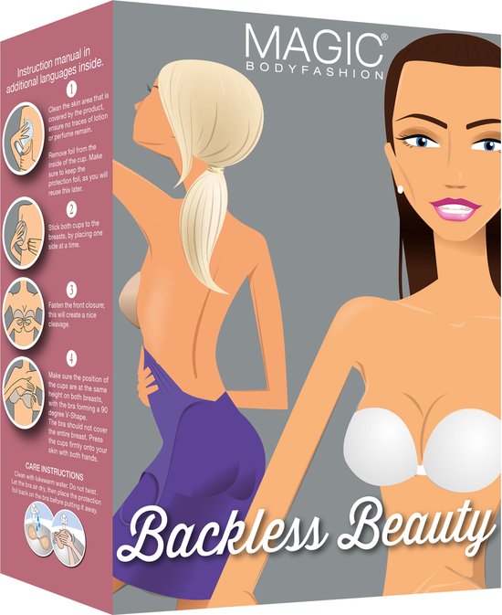 Plak bh - Plack bh push up - Zelfklevende bh - Plak beha- Beige - Maat B - MAGIC Bodyfashion Backless Beauty Beha - Strapless bh - Bh accessoires - Bh zonder bandjes - Bh voor open rug