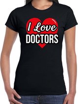 I love doctors verkleed t-shirt zwart - dames - Verkleed outfit / kleding L